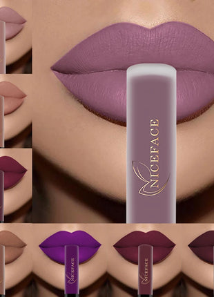 NICEFACE Nude Liquid Lipstick Ultra Matte Velvet Long Lasting Women Beauty Red Nonstick Cup Waterproof Lip Gloss Lips Cosmetics - Riparo82