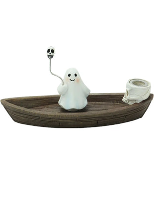 Halloween new resin ghost ship aromatherapy home desktop decoration ghost ship return incense rack burner - Riparo82