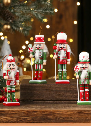 3/4/5 pezzi ornamenti natalizi schiaccianoci figure schiaccianoci in legno marionetta soldato per decorazioni pendenti per albero di Natale - riparo82