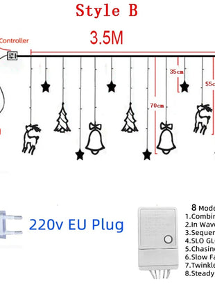 220V Spina UE Natale Cervo Campana Sta Tenda Luci della stringa LED Ghirlanda Lucine Decorazione natalizia per la decorazione della festa nuziale