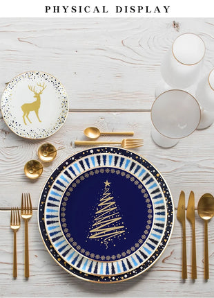 Set di stoviglie in porcellana di cervo nordico Ins per la casa, hotel, bistecche, piatti da dessert, tazze, decorazione per la disposizione degli alimenti occidentali, regalo di Natale - riparo82