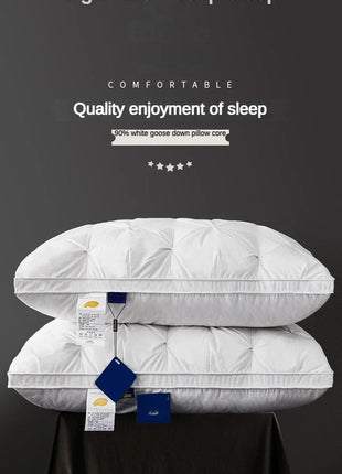 95% Goose Down Pillow White Cotton PillowCover Rectangle Bedroom Sleep 5-Star Hotel Pillow Low-Mid-high Pillows for Sleeping - Riparo82