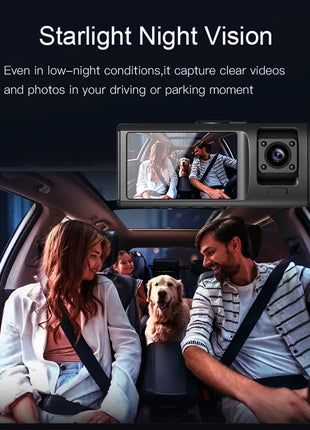 3 Channel Dash Cam for Cars Camera HD 1080P 3-Lens Vehicle Video Recorder Black Box Dual Lens Inside Car DVR Rear View Camera - Riparo82