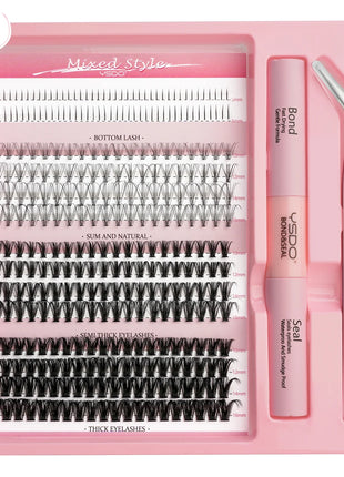 10D/20D/30D Fake Eyelashes Extensions Kit Lash Bond and Seal False Eyelashes Makeup Set DIY Long Lashes Clusters Make up Tool - Riparo82