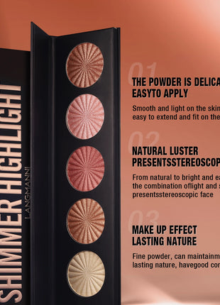 Highlighting and Contouring Palette 5 Colours All-in-One Makeup Palette Stereoscopic Natural Highlighting Makeup Palette - Riparo82