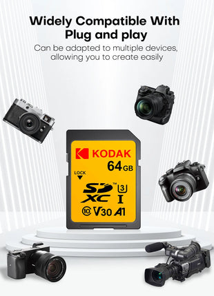 Scheda di memoria SD professionale Kodak Scheda SDHC da 32 GB 128 GB 64 GB SDXC Scheda SD Fotocamera Class10 UHS-I 100 MB/S Capacità effettiva