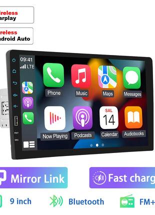 Hikity 9'' Car Stereo Radio 1 Din Carplay Android auto autoradio with Bluetooth FM Radio Receiver Support Mirror Link USB - Riparo82