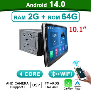 2 din Android 14 10.1 inch Universal Car Radio Stereo Rotate Touch Screen Wireless Carplay android auto GPS WIFI 4GLTE autoradio - Riparo82