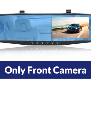 Dash Cam 4.3 inch "mini rear-view mirror digital dashcam, front and rear dual cameras IPS Front and Rear Camera Registrar Black - Riparo82