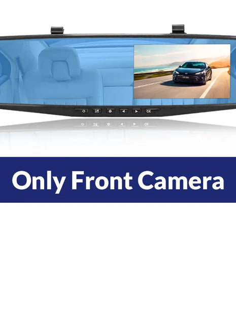 Dash Cam 4.3 inch "mini rear-view mirror digital dashcam, front and rear dual cameras IPS Front and Rear Camera Registrar Black - Riparo82
