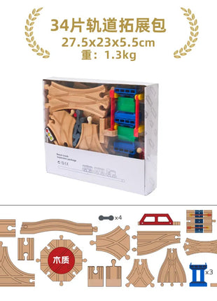 Set di binari ferroviari in legno Pacchetto di espansione Blocchi di costruzione fai-da-te Accessori Tracce adatte per binari in legno Giocattoli educativi per bambini