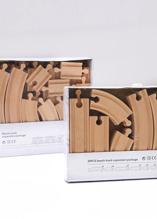 NUOVO Set di binari in legno Pacchetto di espansione per binari in legno di faggio Set di binari ferroviari adatti per tutte le marche Treni Giocattoli per regali per bambini