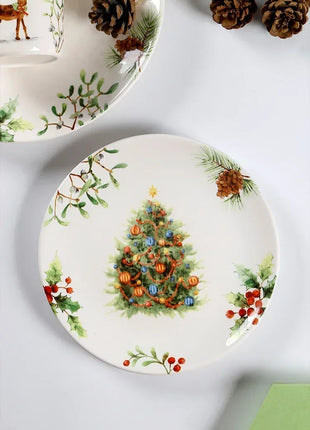 Squisita cena di Natale Piatti creativi Piatto da bistecca in ceramica Pasta sana sottosmalto Posate personalizzate Regalo Forniture da cucina - riparo82
