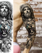 1 Sheet Full Arm Evil Witch Vampire Temporary Tattoos Sleeve Halloween Scary Skull Tatoo Waterproof Horrible Fake Tattoo Sticker - Riparo82