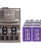 Batteria ricaricabile PALO 6F22 9V Ni-MH Batterie 9 V 300mAh Batteria da 9 volt a bassa autoscarica a 9 volt con caricabatterie intelligente - riparo82