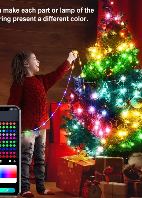 50M 20M 10M 5M 1M Luci di Natale LED Fata String Light USB Smart Bluetooth Luci per tende Ghirlanda per la decorazione della festa in casa - riparo82