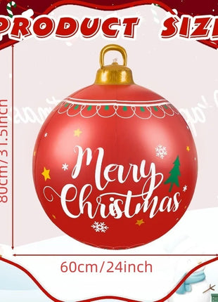Ornamenti gonfiabili giganti della palla di Natale del PVC da 32 pollici Decorazioni grandi della palla di Natale del colpo all'aperto per gli ornamenti della festa di Natale - riparo82
