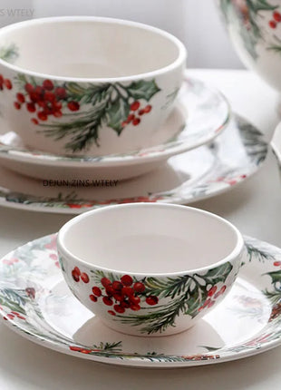 1PC Piatti in ceramica da cucina creativi Squisita stoviglie natalizie Piatti da bistecca per insalata di pasta Piatti in ceramica di alta qualità - riparo82