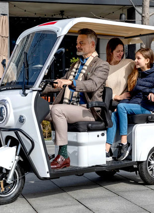 Mini Autobus Elettrico 2-4 Posti con Tetto - Scooter Turistico Doppia Fila - riparo82