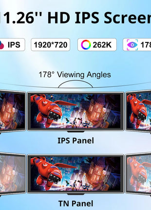 11.26 inch IPS Touch Screen Multimedia Video Player Portable 4K DVR Wireless CarPlay/Android Auto Dual Lens Driving Recorder - Riparo82