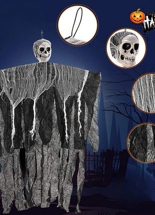Halloween Outdoor Decoration Skull Gauze Hanging Ghost Skull Pendant Bar Haunted House Secret Room Scene Layout Horror Props - Riparo82
