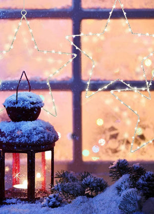 1 stringa di luci a stella a cinque punte, luci a stella a LED, luci a stella decorative con 8 modalità di illuminazione/decorazioni natalizie con timer