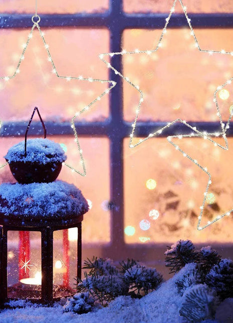 1 stringa di luci a stella a cinque punte, luci a stella a LED, luci a stella decorative con 8 modalità di illuminazione/decorazioni natalizie con timer