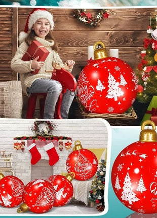 Ornamenti gonfiabili giganti della palla di Natale del PVC da 32 pollici Decorazioni grandi della palla di Natale del colpo all'aperto per gli ornamenti della festa di Natale - riparo82