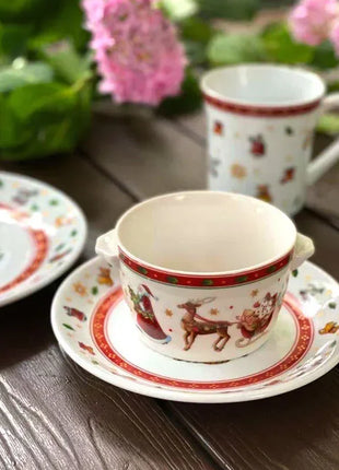 Set di piatti natalizi in ceramica ad alta temperatura, albero di Natale, piatto per cibo occidentale, bella tazza da caffè, ciotola, set natalizio di varietà ricca - riparo82