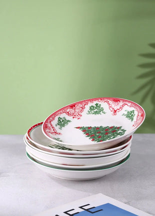 Stoviglie per famiglie con ambiente ad alta temperatura, cartone animato in ceramica atmosferica, piatto da frutta natalizio transfrontaliero da 8 pollici - riparo82