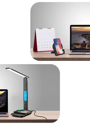 LED Desk Lamp, Office Table Lamp with Wireless Charger, Suitable for Home, Office Dimmable Desk Lamp, with USB Charging Port - Riparo82