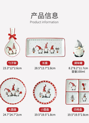 Set di posate in ceramica di babbo natale creativo nordico piatto per la cena in ceramica piatto per snack tazza per teiera per la casa barattolo sigillato regalo di natale - riparo82