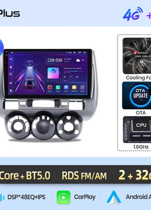 Junsun Wireless CarPlay Android Auto Car Radio for Honda Fit Jazz City 2002 2003 2004-2007 RDS GPS 4G WIFI Multimedia autoradio - Riparo82