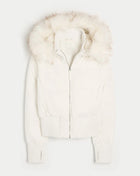 Giacca corta chic con tasca con cerniera a maniche lunghe Cappotto trapuntato con cappuccio in pelliccia sintetica da donna di moda 2025 Capispalla imbottito invernale New Lady