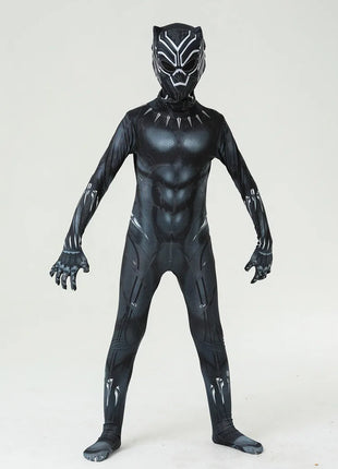 Marvel Black Panther Costume Bambini Bambino Supereroe Black Panther Cosplay Tuta Tuta Costumi di Carnevale di Halloween