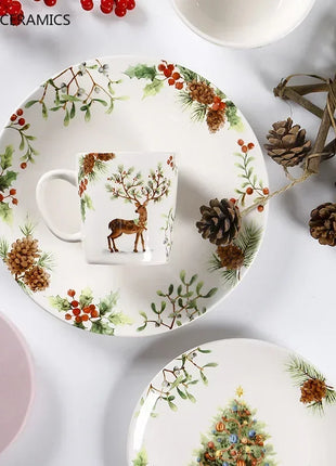 Squisita cena di Natale Piatti creativi Piatto da bistecca in ceramica Pasta sana sottosmalto Posate personalizzate Regalo Forniture da cucina - riparo82