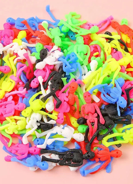 20Pcs Colorful Horror TPR Stretchable Skeleton Skull Man Prank Toys for Halloween Party Favors Kids Birthday Pianta Fillers Gift - Riparo82