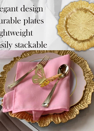 150/300pc Piatti caricabatterie rotondi Centrotavola Piatto di presentazione in plastica Set Decorazioni per la tavola Matrimoni Banchetti Natale - riparo82