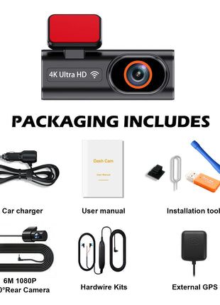 Ultra HD 4K Car Front Dash Cam Mini WIFI DVR Black Box Room With 24H Parking Monitor Night Vision,GPS/Rear View Camera Optional - Riparo82