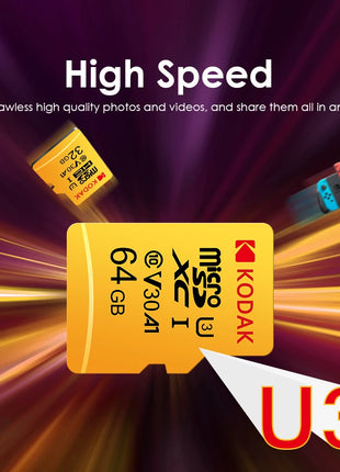 KODAK EVO Plus scheda di memoria da 128GB 256GB U3 4K Micro SD Card 64GB 32GB SDHC Microsd UHS-I C10 TF Trans Flash Microsd 100 MB/S