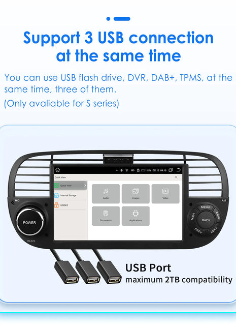 Hizpo 7 Inch 8 Core Car Radio Stereo for FIAT 500 2007-2015 GPS 2din Autoradio CarPlay Android 13 Auto Navigation Head Unit Wifi - Riparo82