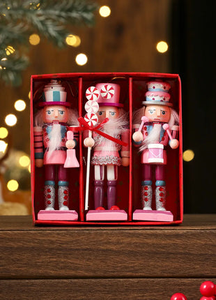 3/4/5 pezzi ornamenti natalizi schiaccianoci figure schiaccianoci in legno marionetta soldato per decorazioni pendenti per albero di Natale - riparo82