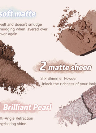 6-Color Earth Tone Eyeshadow Palette With Shimmer& Matte Finishes, Waterproof , Sweat-Resistant, Long-Wearing , Smudge-Proof - Riparo82