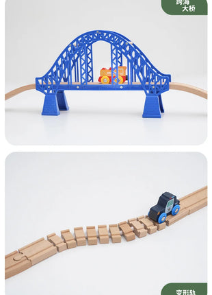 NUOVO Set di binari in legno Pacchetto di espansione per binari in legno di faggio Set di binari ferroviari adatti per tutte le marche Treni Giocattoli per regali per bambini