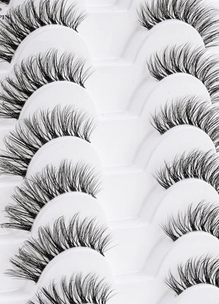 10 Pairs Faux Mink Eyelashes Handmade Natural False Eyelashes Soft Cross Messy Eye 3D Curly Eyelashes Extension Makeup Tools - Riparo82