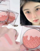 Monochrome Blush Palette, Powder Palette Multi-Colored Blush Powder Blushing Rose, Matte, Bold, Lightweight, Blends Easily