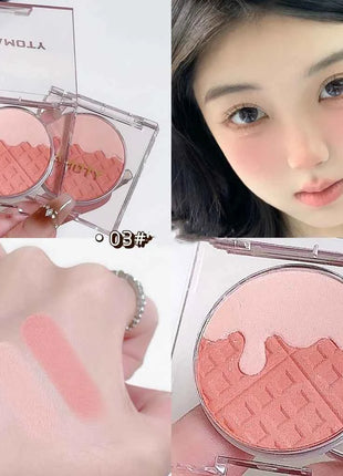 Monochrome Blush Palette, Powder Palette Multi-Colored Blush Powder Blushing Rose, Matte, Bold, Lightweight, Blends Easily
