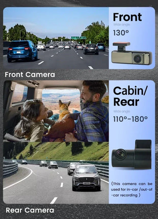 HD Dash Cam 1080P Car Recorder Dual Camera Vehicle Drive Auto Video DVR Android Wifi Smart Connect USB 24H Parking Monitoring - Riparo82