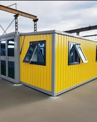 Rivestimento in legno Contenitore Casa Grandi finestre di vetro Cabina modulare prefabbricata Soggiorno all'aperto Casa Vacanza Casa Soggiorno in famiglia Prendisole