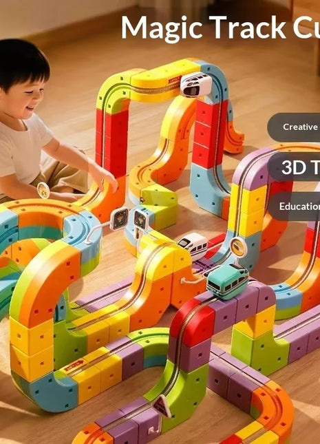 Set di vagoni con pista magnetica elettrica - Giocattolo puzzle per bambini versatile Blocchi magnetici antigravità Veicolo da gioco Regalo di compleanno - riparo82